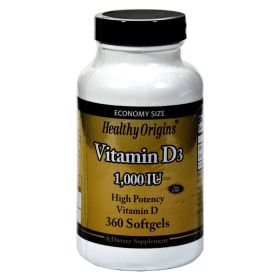 Healthy Origins Vitamin D3 - 1000 IU - 360 softgels