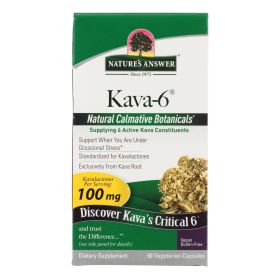 Nature's Answer - Kava 6 Capsules - Gluten Free - 90 Vegetarian Capsules