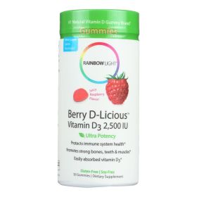 Rainbow Light Berry-D-Licious Vitamin D3 Ripe Raspberry - 2500 IU - 50 Gummies