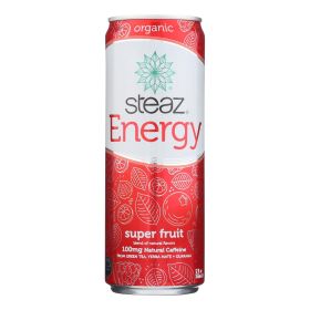 Steaz Energy Drink - Super Fruit - Case of 12 - 12 oz.